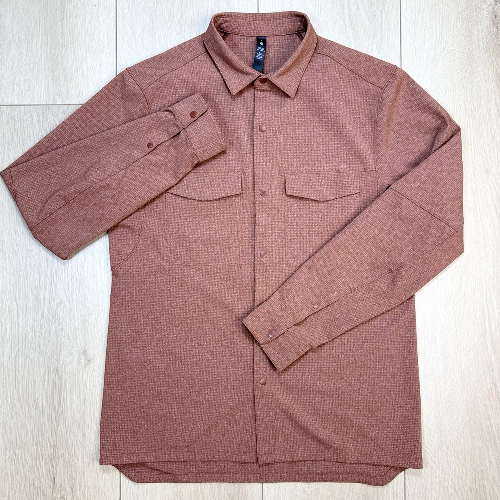 Lululemon Mens Small Overshirt Snap Button Long Sleeve Stretch‎ Casual Shirt